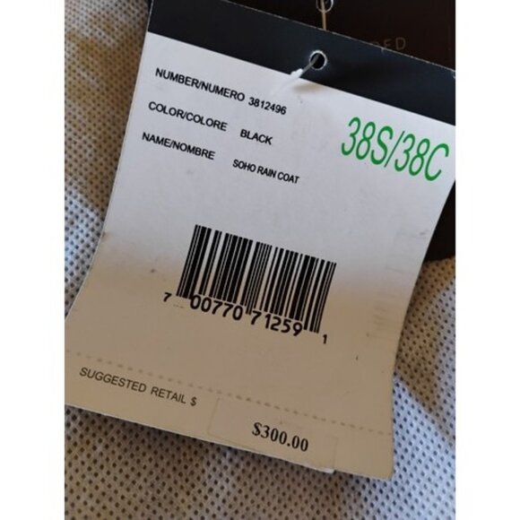 Claiborne Black Rain Coat 38S New Soho Jacket - Picture 2 of 11